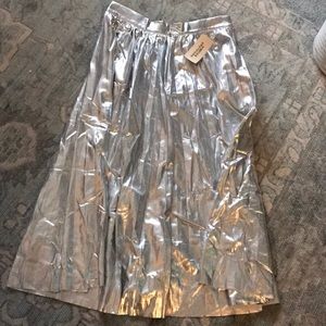 Metallic midi accordion skirt